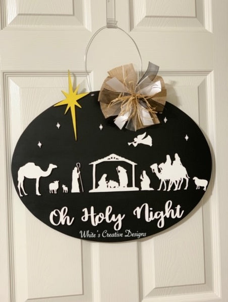 3-D Nativity Oval Door Hanger (C022)